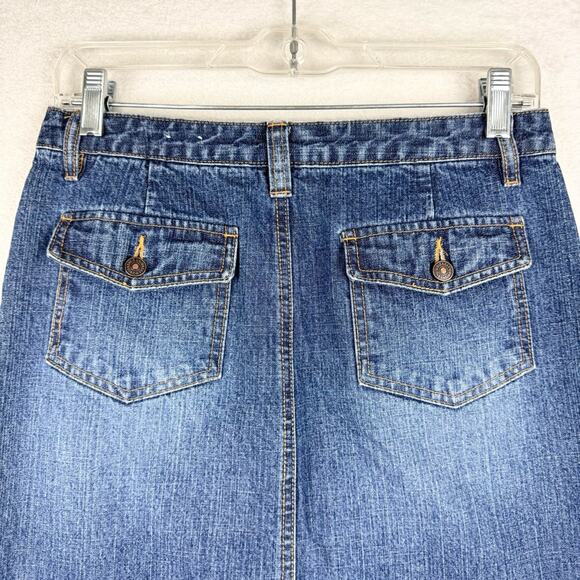 Vintage Y2K 90s Low Rise Grunge Slit Side Denim Maxi Skirt By Unionbay Size 5 - Picture 11 of 14